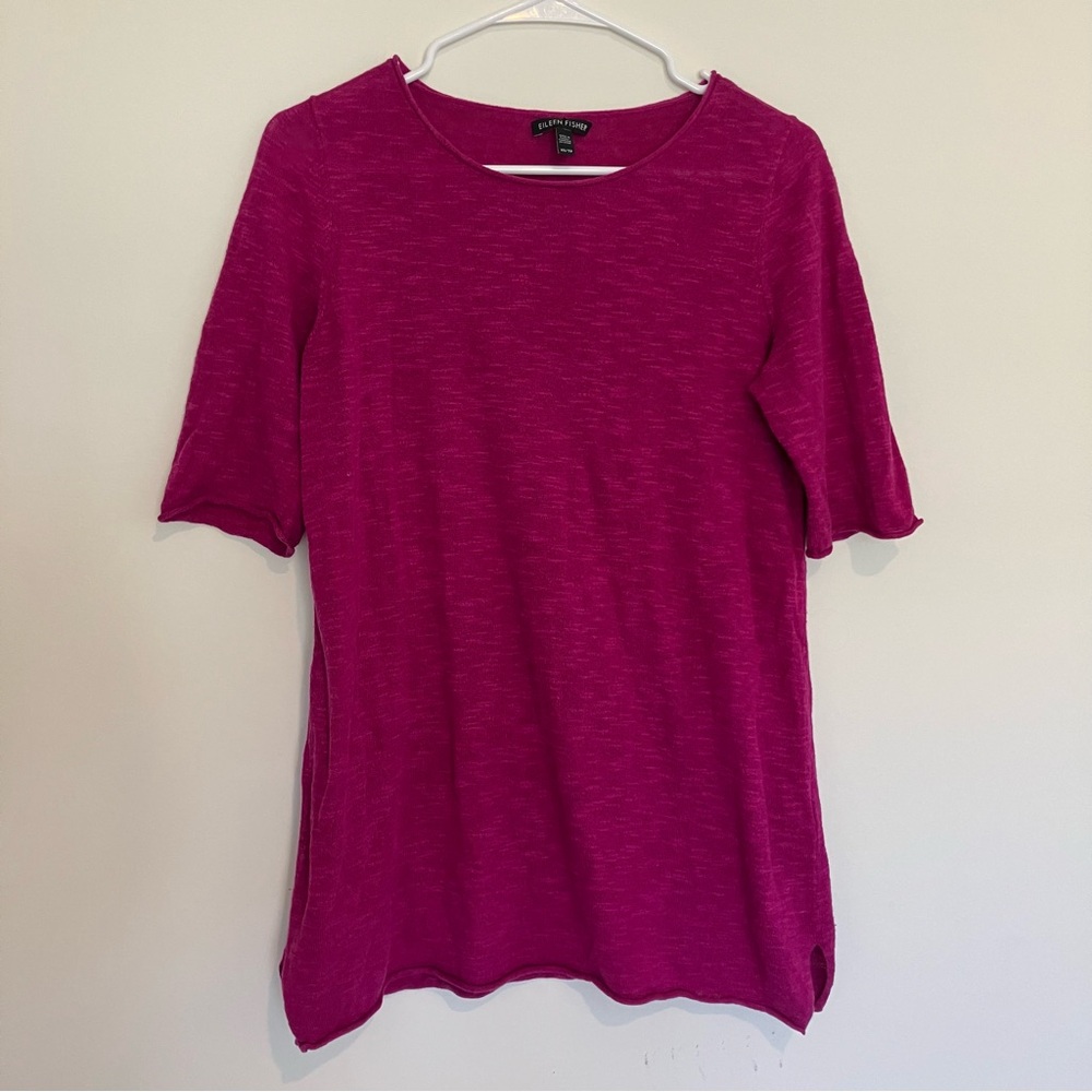 Eileen Fisher Fuchsia Linen Blend Knit Top XS